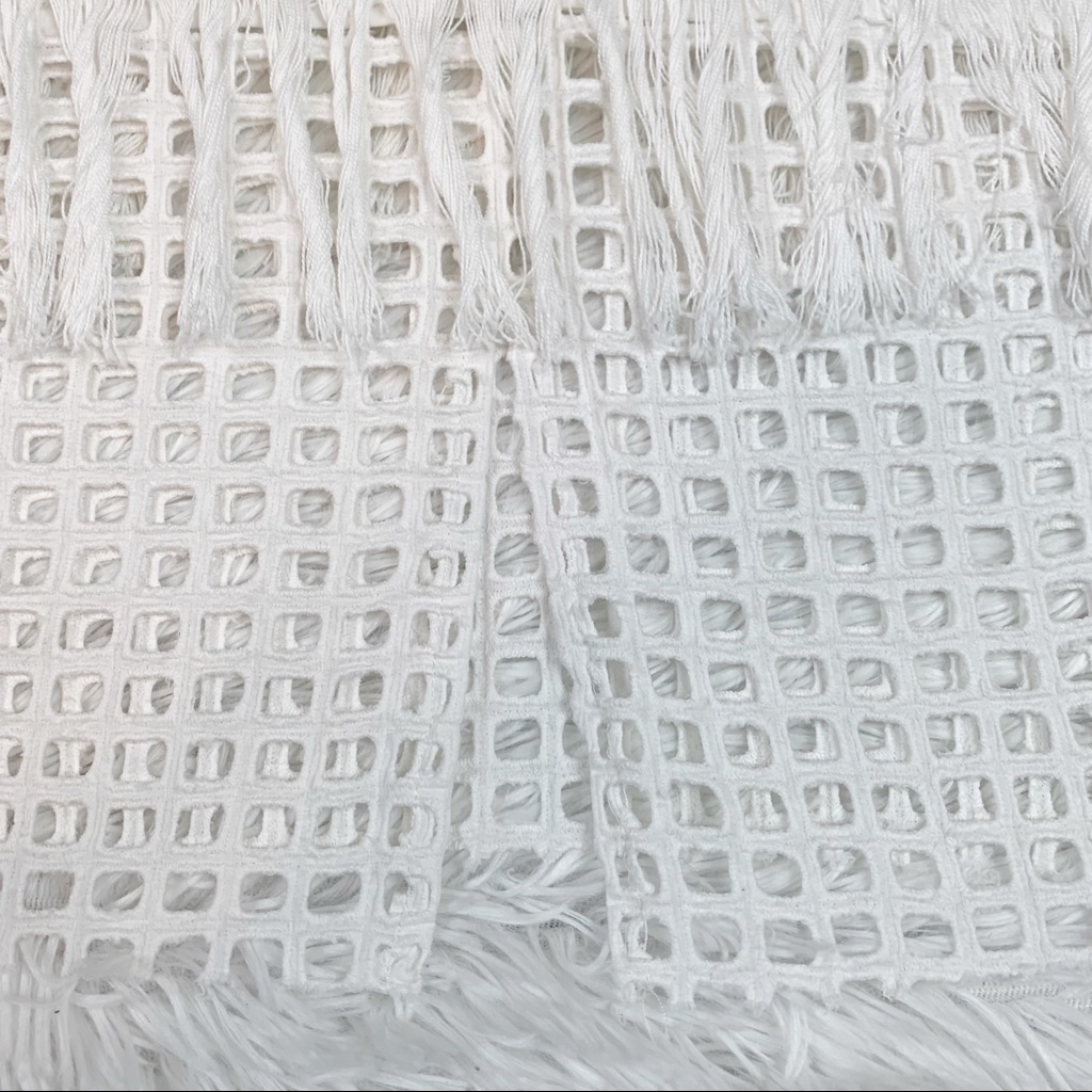Sea New York Laser Cut Eyelet Fringe Midi Skirt In White High Waist Slit — image 8 of 8